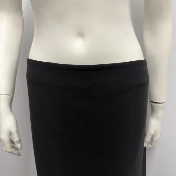 Karl Lagerfeld Skirt Black Vegan Leather Pleated Bottom Size 12 - Picture 6 of 7